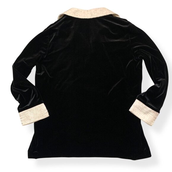 VTG Neiman Marcus Black White Lounge Suit Black Velvet White Satin Collar & Cuff - Picture 8 of 16